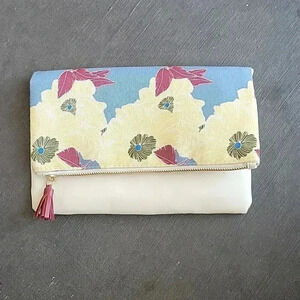 Rachel Pally Floral Clutch Bag Purse Canvas Vegan Leather